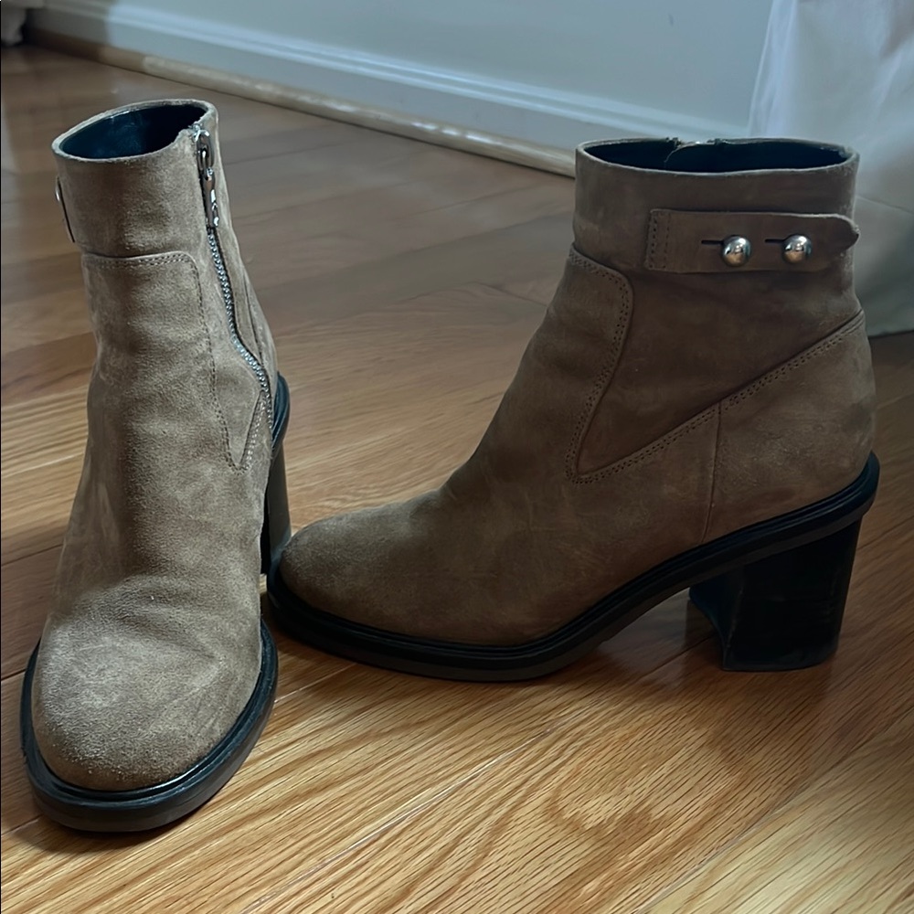 Rag & Bone Tan Heeled Boots with Suede Finish